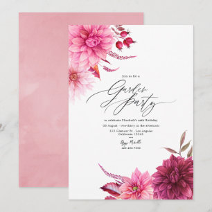 Elegant Burgundy and Pink Dahlia Garden Party Invitation