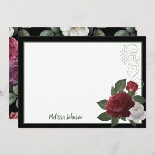 Elegant Burgundy and Pink Floral Personalised Card