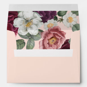 Elegant Burgundy and Pink Flowers Envelope