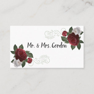 Elegant Burgundy and Pink Flowers Escort Card