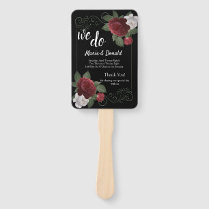 Elegant Burgundy and Pink Flowers Program Hand Fan