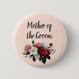 Elegant Burgundy and Pink Mother of the Groom 6 Cm Round Badge