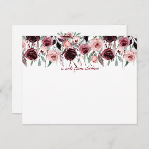 Elegant Burgundy and Pink Watercolor Roses Card