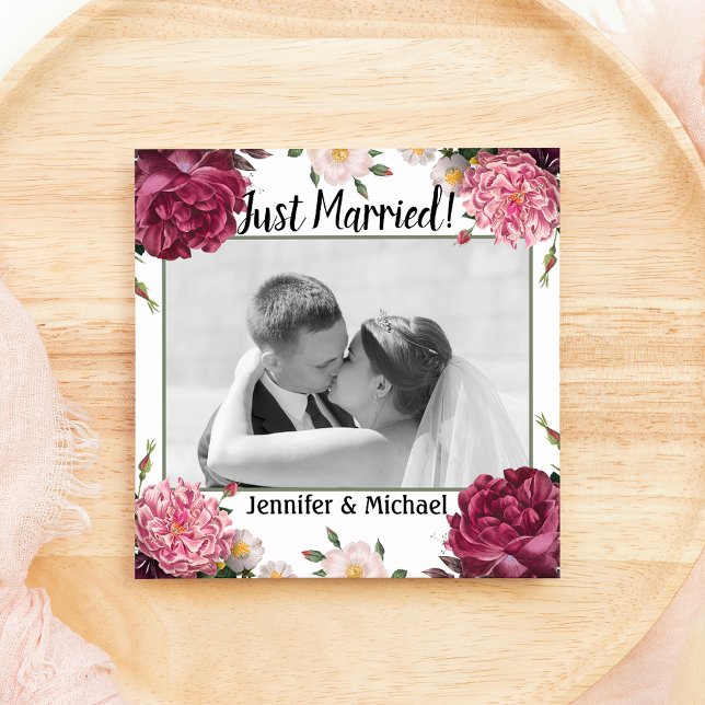 Elegant Burgundy and Pink Wedding Announcement (Creator Uploaded)