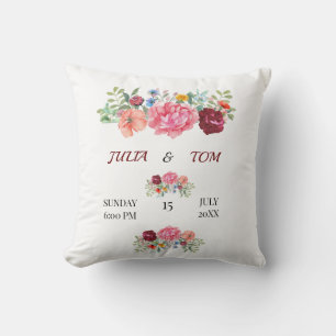 Elegant Burgundy and Rosy Floral Cushion