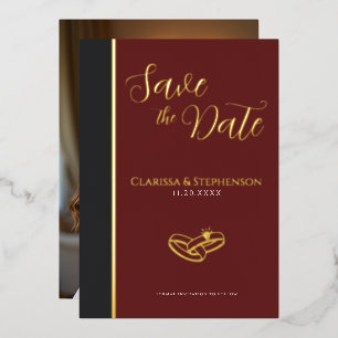 Elegant Burgundy Anthracite Photo Save The Date