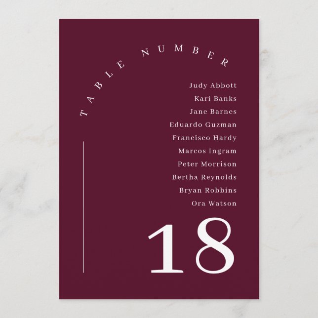 Elegant Burgundy Arch Wedding Seating Chart Table  Invitation (Front)