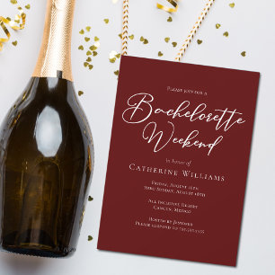 Elegant Burgundy Bachelorette Weekend Invitation