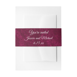 Elegant Burgundy Berry Velvet Wedding Invitation Belly Band
