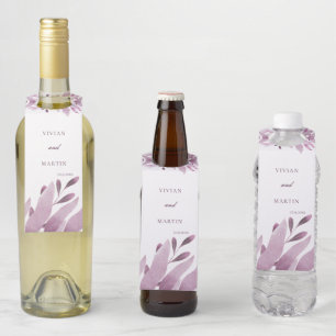 Elegant Burgundy Big leaf Wedding Bottle Tag