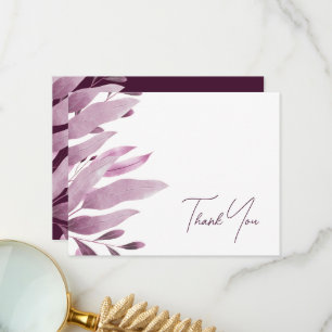 Elegant Burgundy Big Leaves Wedding Thank You Card