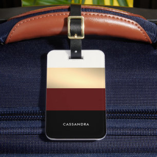 Elegant Burgundy Black Gold Personalised Luggage Tag