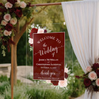 Elegant Burgundy Blush Boho Roses Wedding Welcome