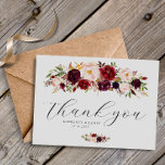 Elegant burgundy & blush flowers wedding postcard<br><div class="desc">A lovely postcard to send thank you messages to your wedding guests. It features burgundy red and blush watercolor flowers. You can edit the text and colours.</div>