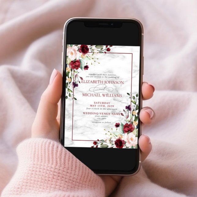 Elegant Burgundy Blush Pink Floral Wedding Invitation (Creator Uploaded)