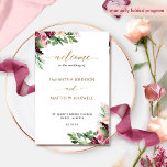Elegant Burgundy Blush Pink Floral Wedding Program<br><div class="desc">Welcome your guest with this exquisite wedding ceremony program, featuring beautiful watercolor floral in a captivating blend of burgundy, pink, blush, mauve and berry hues and modern hand written calligraphy details in faux gold foil . Personalise the wording in all sides. NOTE: this programs arrive flat and require folding down...</div>