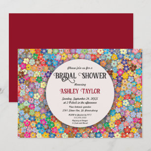Elegant Burgundy Boho Summer Floral Bridal Shower Invitation