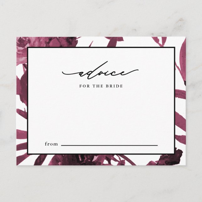 Elegant Burgundy Botanical Advice for the Bride Card (Front)