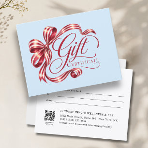 Elegant Burgundy Bow QR Code Gift Certificate