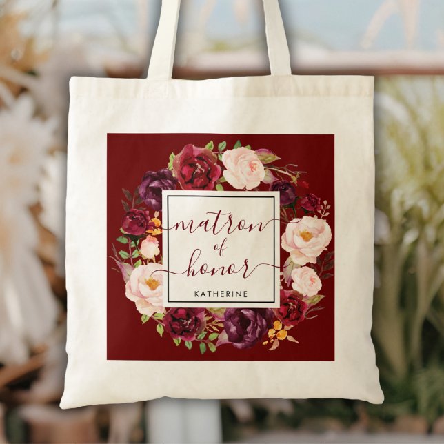 Elegant Burgundy Bridal Party Wedding Tote Bag (Creator Uploaded)