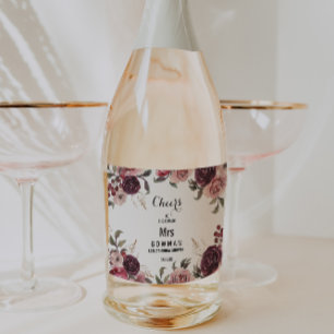 Elegant Burgundy Bridal Shower Sparkling Wine Labe Sparkling Wine Label