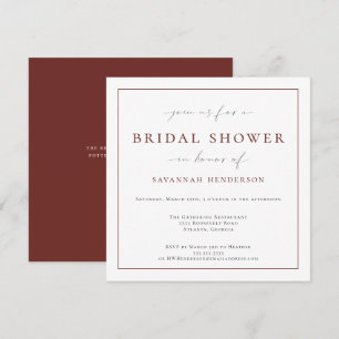 Elegant Burgundy Burnt Red Bridal Shower Classic Invitation