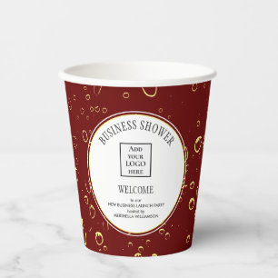 Elegant Burgundy Business Shower Logo Paper Cups