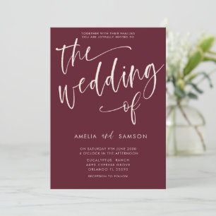 Elegant Burgundy Calligraphy the Wedding of Invitation