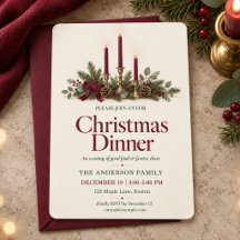 Elegant Burgundy Candles Christmas Dinner