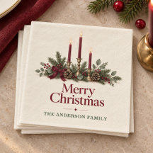 Elegant Burgundy Candles Merry Christmas