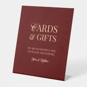 Elegant Burgundy Cards & Gifts Wedding Pedestal Sign