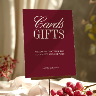 Elegant Burgundy Cards & Gifts Wedding Sign