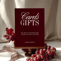 Elegant Burgundy Cards & Gifts Wedding Sign