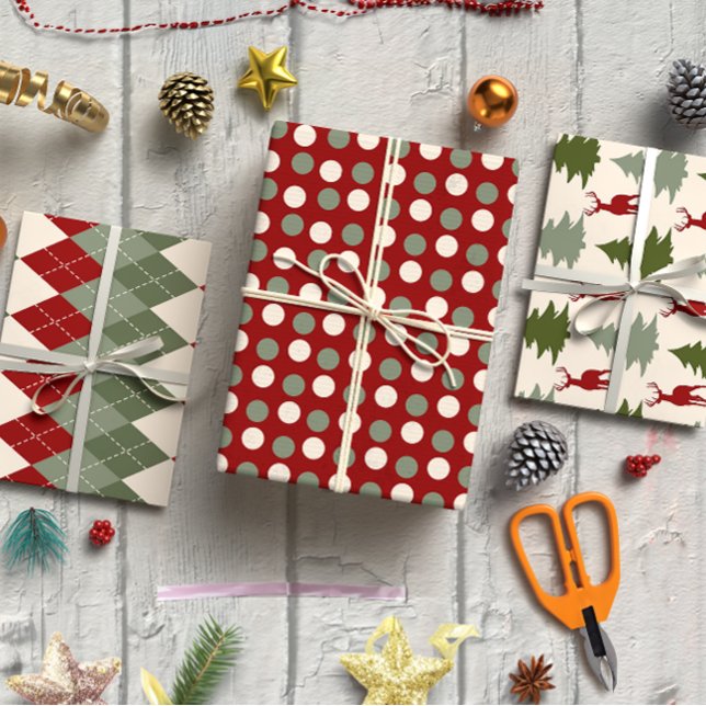 Elegant Burgundy Christmas set of 3  Wrapping Paper Sheet (Elegant Burgundy Christmas set of 3 Wrapping Paper Sheet)