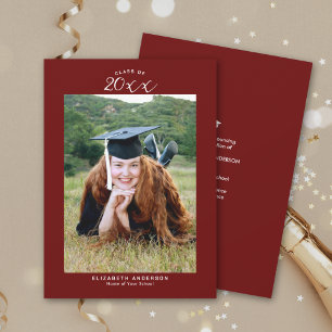 Elegant Burgundy Class of 2024 Graduation Photo Announcement