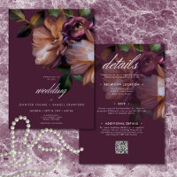 Elegant Burgundy Classic Moody Floral Two Sided