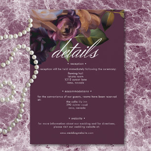 Elegant Burgundy Classic Moody Floral Wedding Enclosure Card
