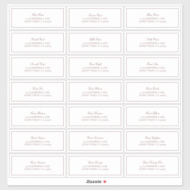 Elegant Burgundy Classic Script Guest Address (Sheet)