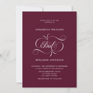 Elegant Burgundy Classic Wedding  Invitation