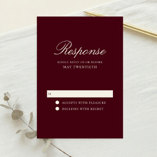 Elegant Burgundy Classic Wedding RSVP Card