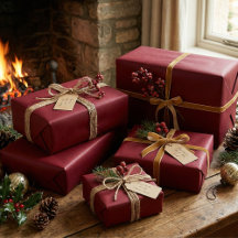 Elegant Burgundy Classic Wine Red Gift Wrap