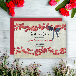 Elegant Burgundy Country Floral Rustic Wedding Save The Date