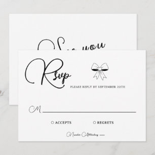 Elegant Burgundy Cream Ivory Bow Wedding RSVP Card