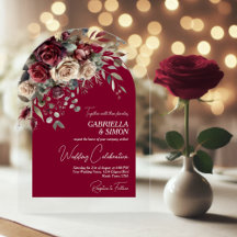 Elegant Burgundy & Cream Roses Arch Wedding