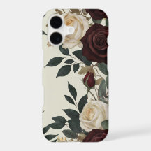 Elegant Burgundy & Cream Watercolor Floral iPhone