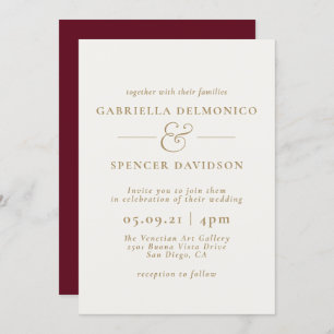 Elegant Burgundy Cream Wedding Invitation