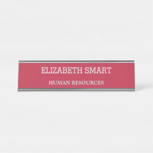 Elegant Burgundy Customisable Desk Name Plate