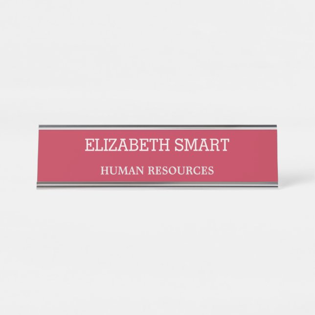 Elegant Burgundy Customisable Desk Name Plate (Front)