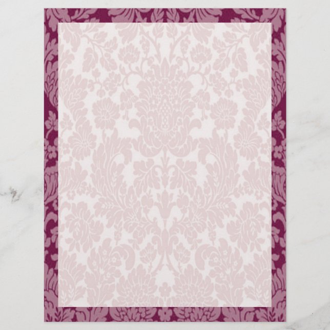 Elegant Burgundy Damask Border Classic (Front)