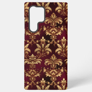 Elegant Burgundy Damask - Vintage Baroque Floral  Samsung Galaxy Case
